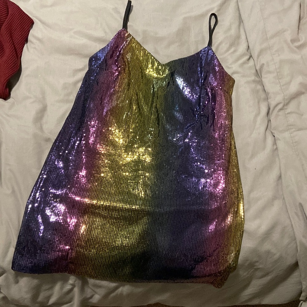 Multicolored sequin cocktail dress